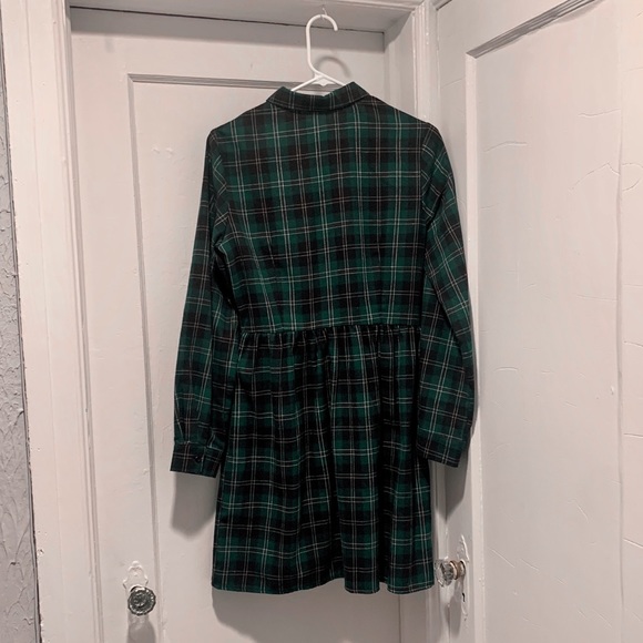Green Plaid Flannel Dress - Picture 3 of 8